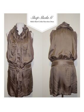 IKKS DRAWSTRING SHAWL COLLAR Dress